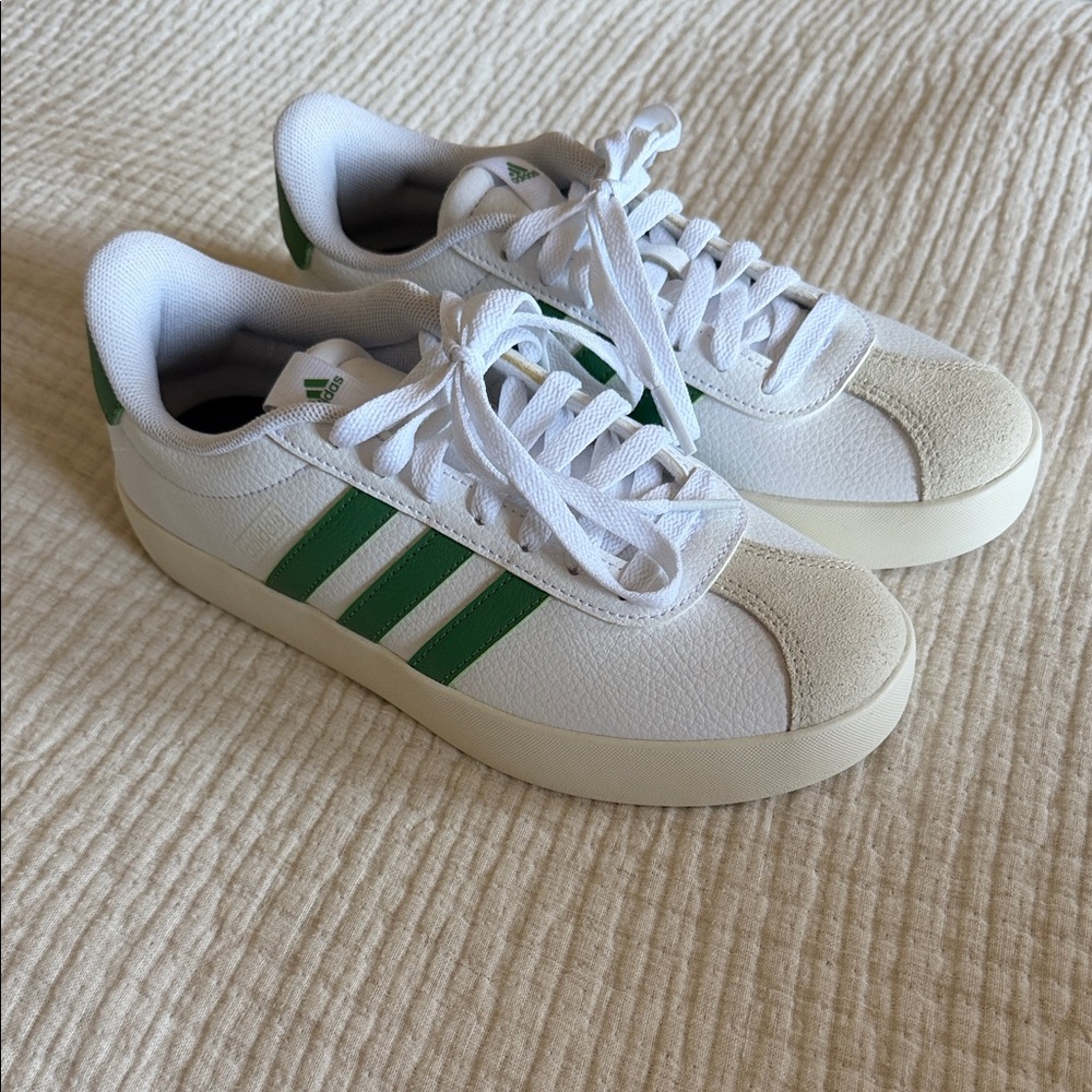 Adidas Classic White and Green Shoes